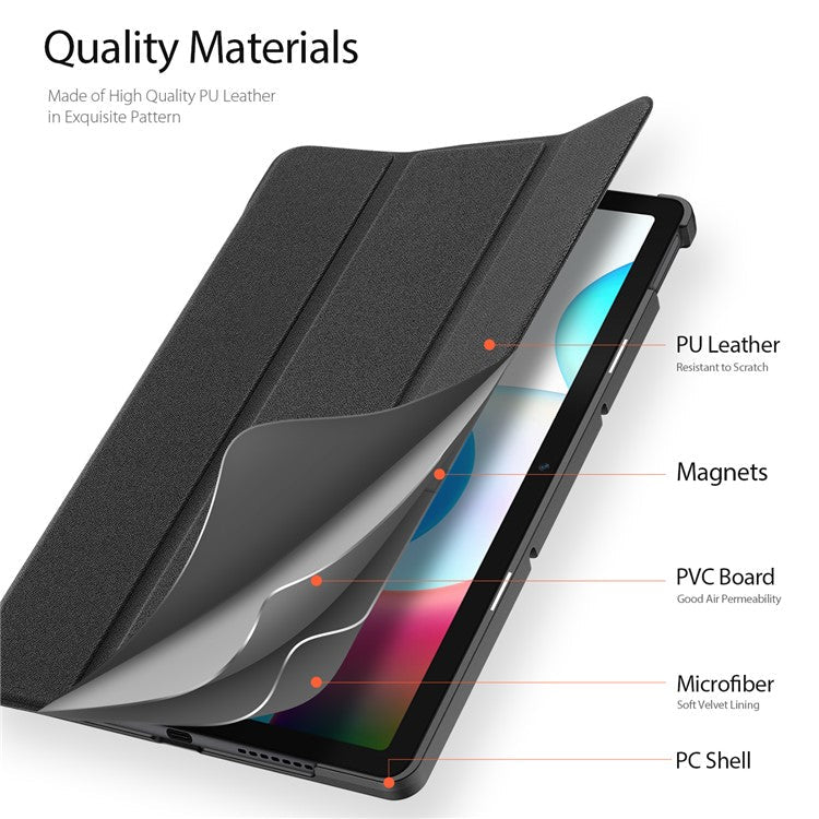 DUX DUCIS DOMO Series Tri-fold Stand PU Leather Protective Tablet Case Cover for Realme Pad 10.4