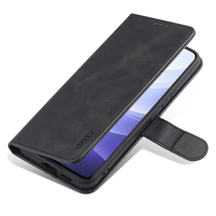 AZNS PU Leather Magnetic Clasp Cover Stand Wallet Inner TPU Phone Case for vivo Y71t 5G/V21e 5G - Black