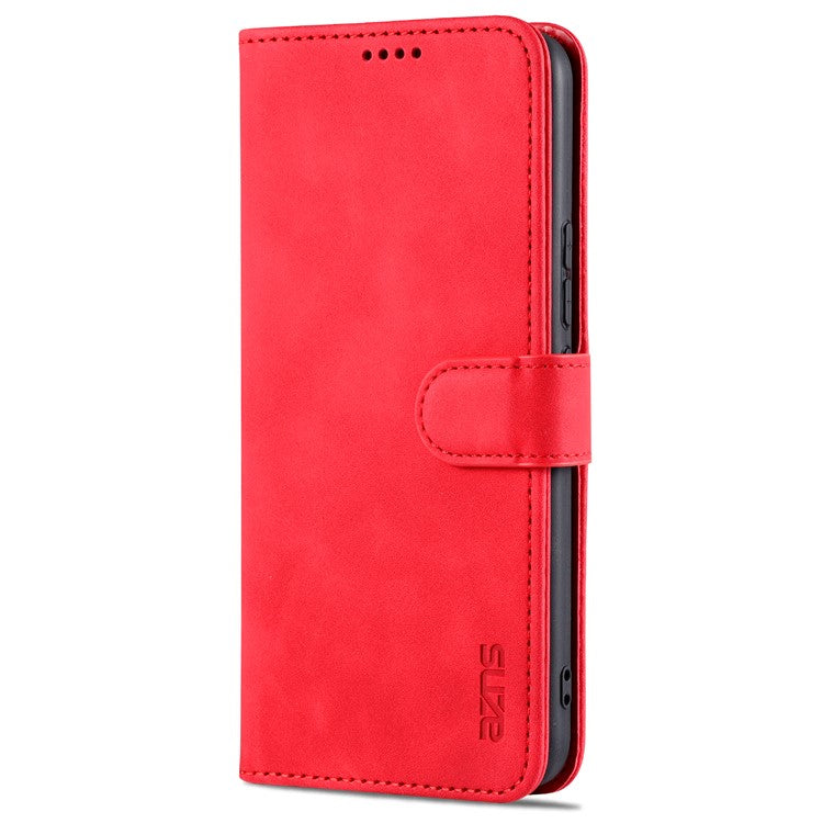 AZNS PU Leather Magnetic Clasp Cover Stand Wallet Inner TPU Phone Case for vivo Y71t 5G/V21e 5G - Red
