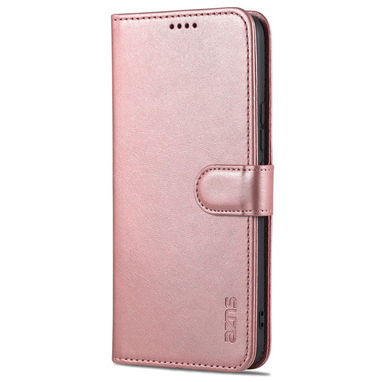 AZNS PU Leather Magnetic Clasp Cover Stand Wallet Inner TPU Phone Case for vivo Y71t 5G/V21e 5G - Rose Gold