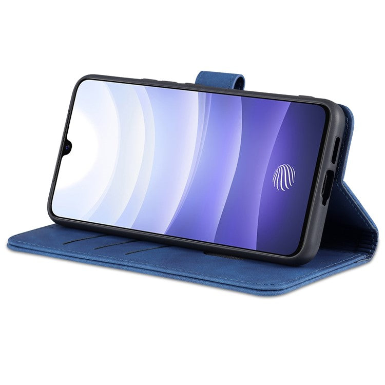 AZNS PU Leather Magnetic Clasp Cover Stand Wallet Inner TPU Phone Case for vivo Y71t 5G/V21e 5G - Rose Gold