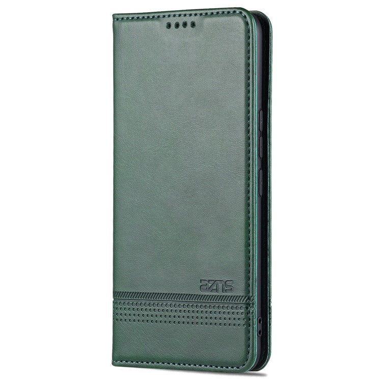 AZNS Magnetic Auto-absorbed Full Protection Cover PU Leather Stand Wallet Phone Case for vivo Y71t 5G/V21e 5G - Green