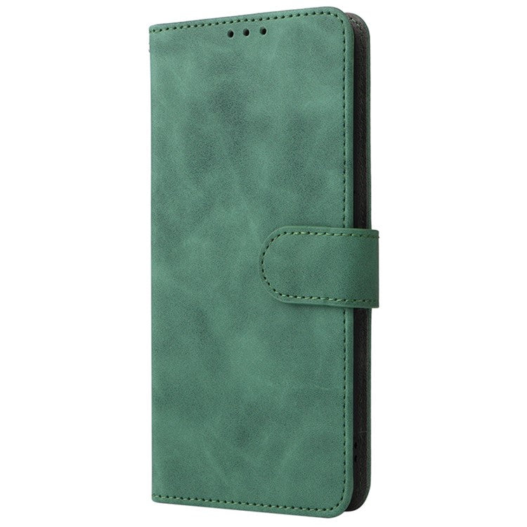 Skin-touch Feeling PU Leather + TPU Folio Flip Wallet Stand Phone Cover Case for Oppo A55s 5G - Green