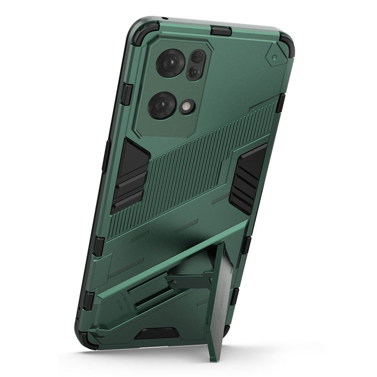 Scratch Resistant Hard PC Shockproof Anti-Drop TPU Protective Cover with Kickstand for Oppo Reno7 Pro 5G - Green