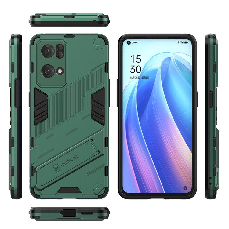 Scratch Resistant Hard PC Shockproof Anti-Drop TPU Protective Cover with Kickstand for Oppo Reno7 Pro 5G - Green