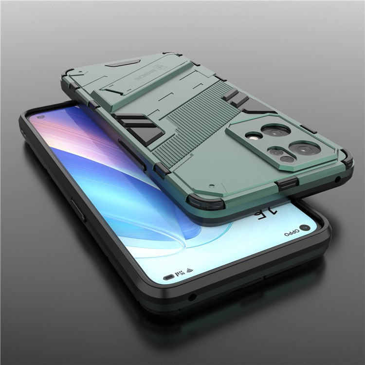 Scratch Resistant Hard PC Shockproof Anti-Drop TPU Protective Cover with Kickstand for Oppo Reno7 Pro 5G - Green
