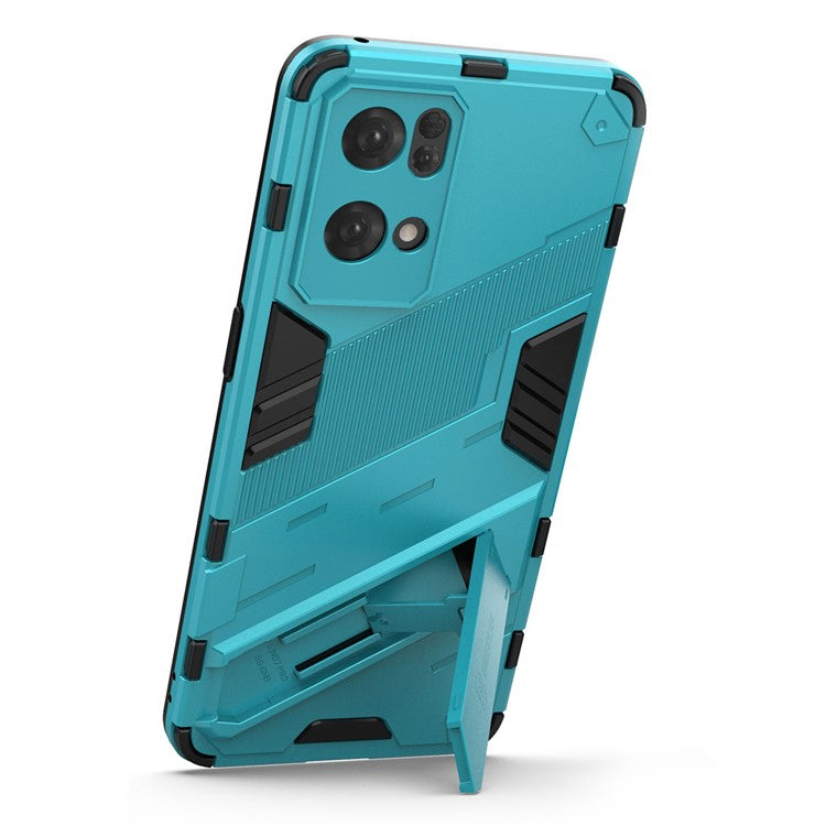 Scratch Resistant Hard PC Shockproof Anti-Drop TPU Protective Cover with Kickstand for Oppo Reno7 Pro 5G - Baby Blue
