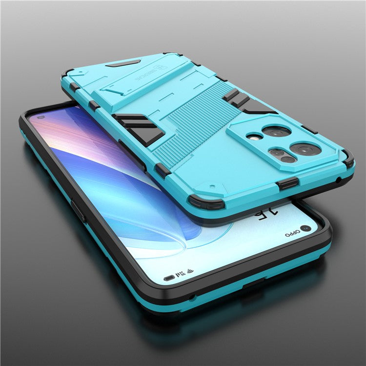 Scratch Resistant Hard PC Shockproof Anti-Drop TPU Protective Cover with Kickstand for Oppo Reno7 Pro 5G - Baby Blue