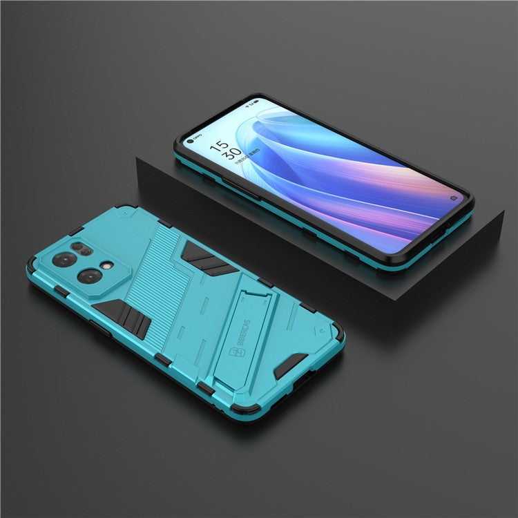 Scratch Resistant Hard PC Shockproof Anti-Drop TPU Protective Cover with Kickstand for Oppo Reno7 Pro 5G - Baby Blue