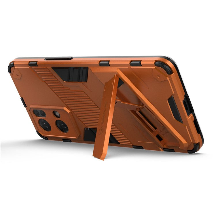 Scratch Resistant Hard PC Shockproof Anti-Drop TPU Protective Cover with Kickstand for Oppo Reno7 Pro 5G - Orange