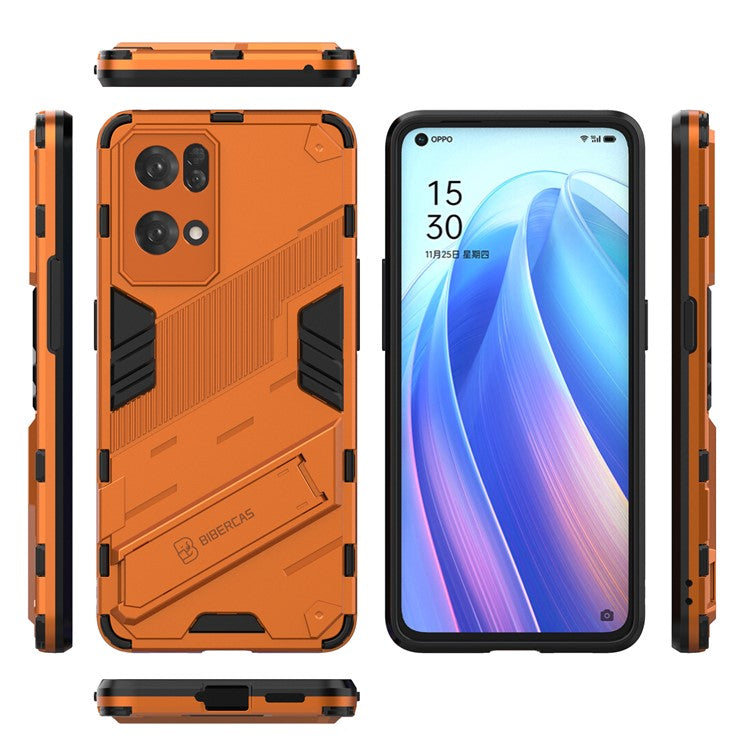 Scratch Resistant Hard PC Shockproof Anti-Drop TPU Protective Cover with Kickstand for Oppo Reno7 Pro 5G - Orange