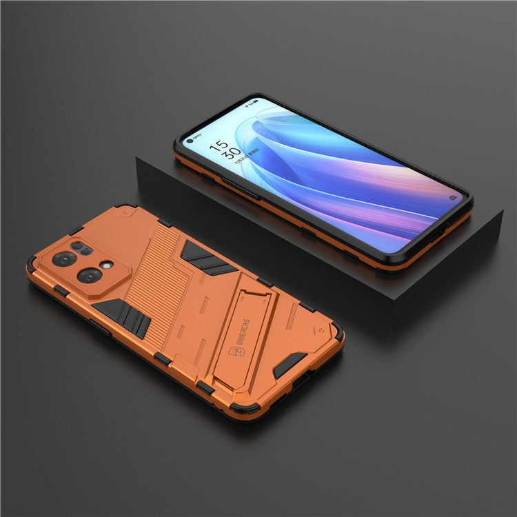 Scratch Resistant Hard PC Shockproof Anti-Drop TPU Protective Cover with Kickstand for Oppo Reno7 Pro 5G - Orange