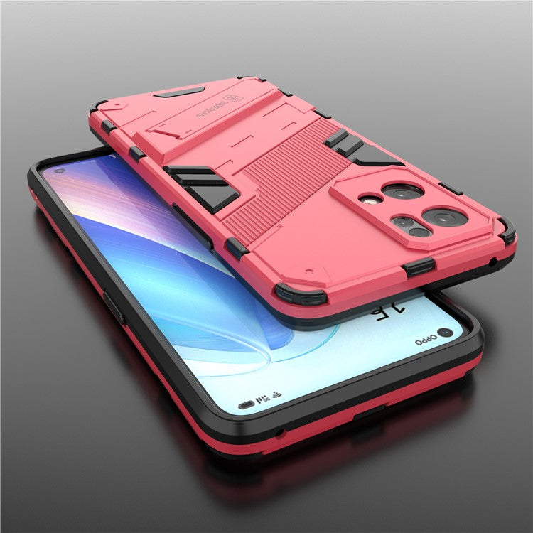 Scratch Resistant Hard PC Shockproof Anti-Drop TPU Protective Cover with Kickstand for Oppo Reno7 Pro 5G - Rose