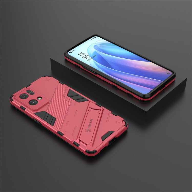 Scratch Resistant Hard PC Shockproof Anti-Drop TPU Protective Cover with Kickstand for Oppo Reno7 Pro 5G - Rose