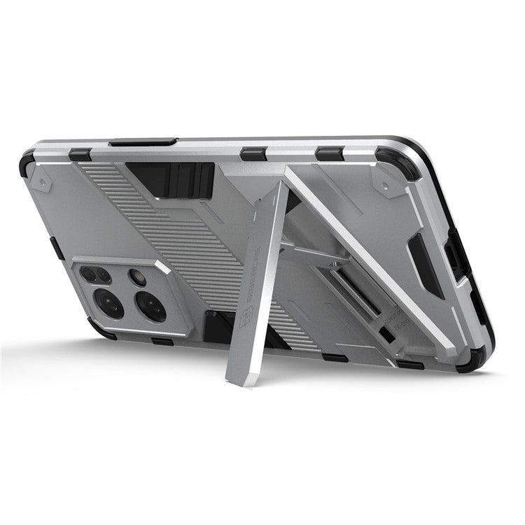 Scratch Resistant Hard PC Shockproof Anti-Drop TPU Protective Cover with Kickstand for Oppo Reno7 Pro 5G - White