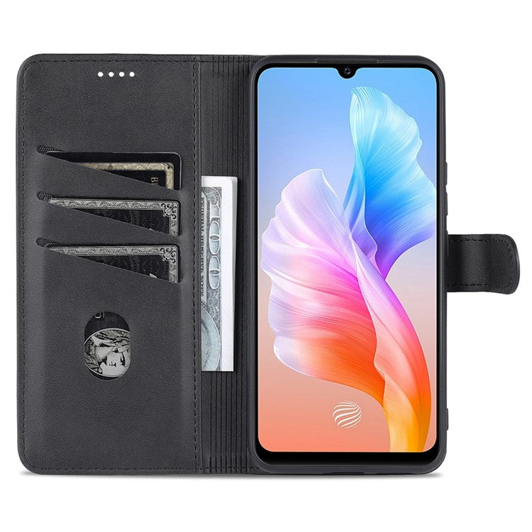 AZNS Full Body Protection PU Leather Wallet Stand Protective Phone Case Cover for vivo S10e/V23e 4G - Black