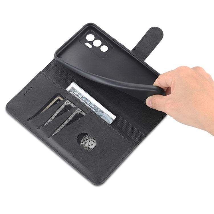 AZNS Full Body Protection PU Leather Wallet Stand Protective Phone Case Cover for vivo S10e/V23e 4G - Black