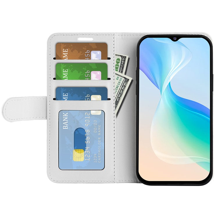 For vivo Y76 5G / Y76s 5G / Y74s Crazy Horse Texture PU Leather Wallet Flip Case Stand Magnetic Closure TPU Protective Cover - White