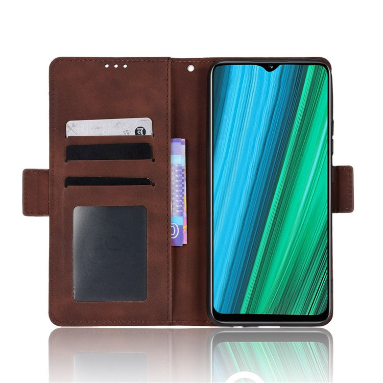 Double Protection PU Leather + TPU Phone Cover for Realme Narzo 50A, Cash Pocket Multiple Card Slot Case with Stand Case - Brown