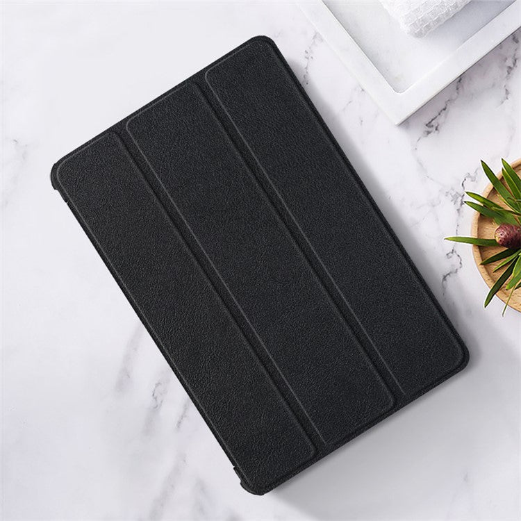 JIUYU PU Leather+PC Tri-fold Stand Drop-proof Tablet Case Shell for Realme Pad - Black
