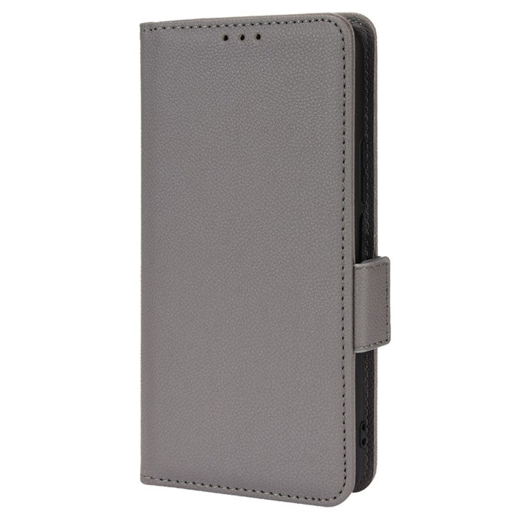 For vivo Y15s/Y15a/Y10/T1/Y01/iQOO U5x Shockproof PU Leather Surface Magnetic Smartphone Shell Litchi Texture Stand Wallet Case Mobile Phone Cover - Grey