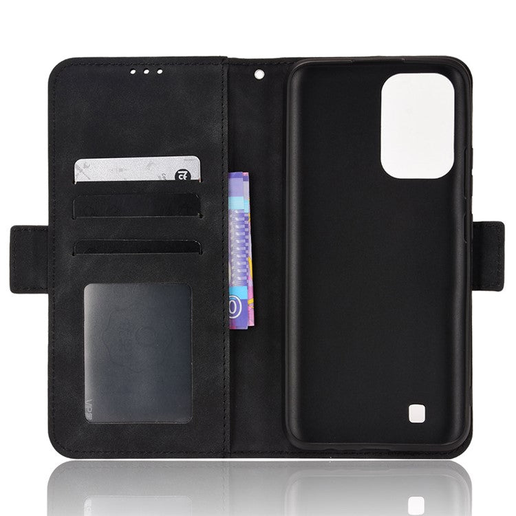 For Realme Narzo 50i Anti-drop Multi-card Slots Case All-inclusive Protection Premium PU Leather Stand Phone Shell with Wallet - Black