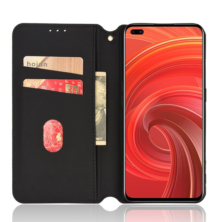 For Realme X50 Pro 5G/X50 Pro Player PU Leather + TPU Cover Imprinting Rhombus Walelt Stand Phone Case - Silver