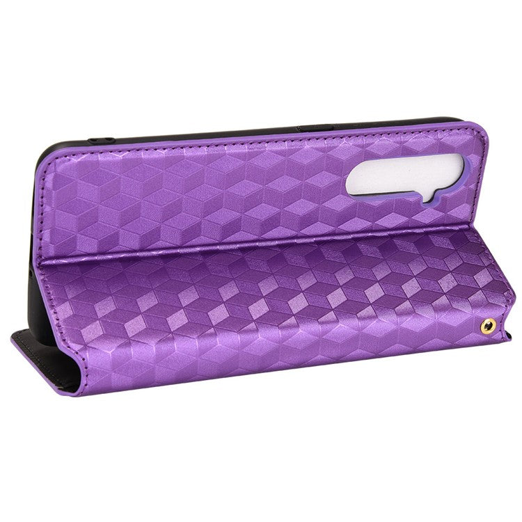 For Realme X50 Pro 5G/X50 Pro Player PU Leather + TPU Cover Imprinting Rhombus Walelt Stand Phone Case - Purple
