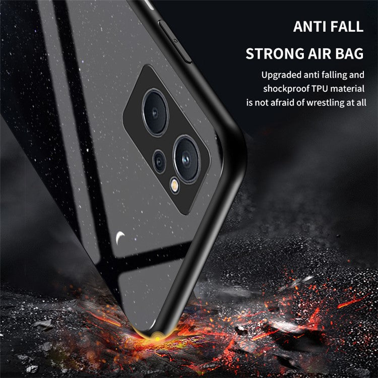 For Realme 9i Phone Case Starry Sky Pattern Fashionable Tempered Glass + PC Back TPU Hybrid Protective Cover - Dream Starry Sky