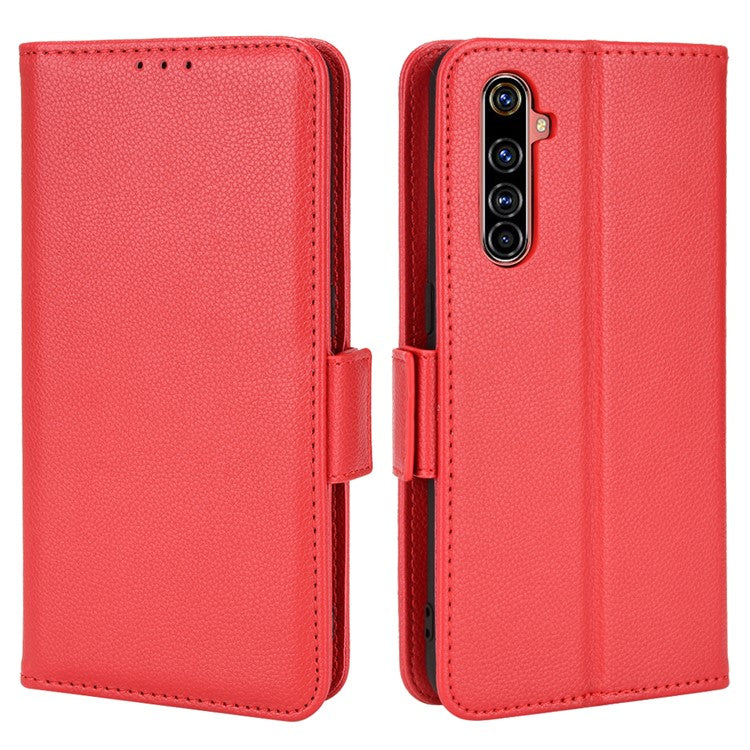 For Realme X50 Pro 5G/X50 Pro Player Litchi Texture Wallet Stand Leather Phone Case with Double Magnetic Clasp - Red