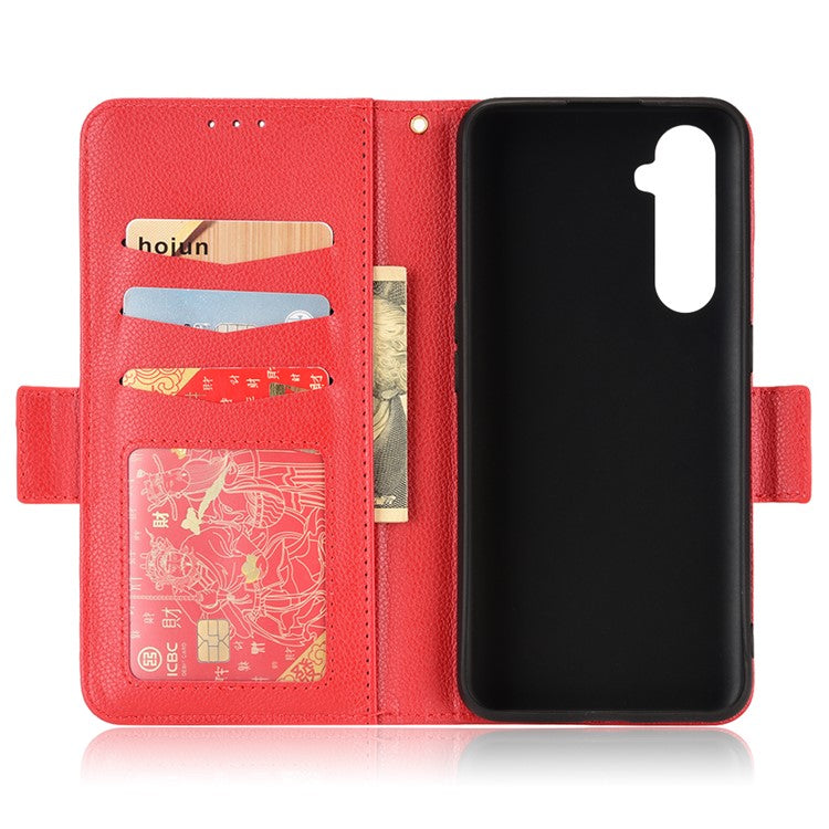 For Realme X50 Pro 5G/X50 Pro Player Litchi Texture Wallet Stand Leather Phone Case with Double Magnetic Clasp - Red