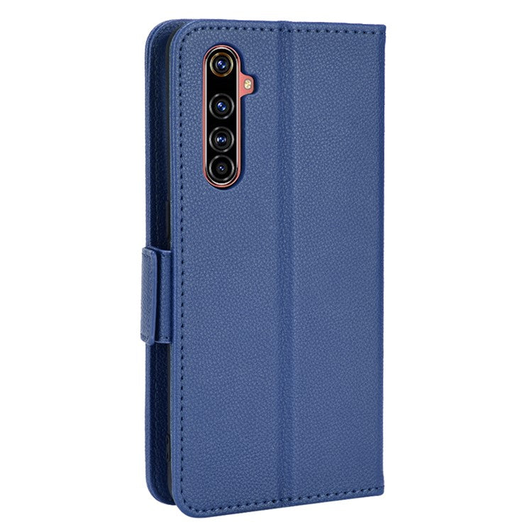 For Realme X50 Pro 5G/X50 Pro Player Litchi Texture Wallet Stand Leather Phone Case with Double Magnetic Clasp - Dark Blue