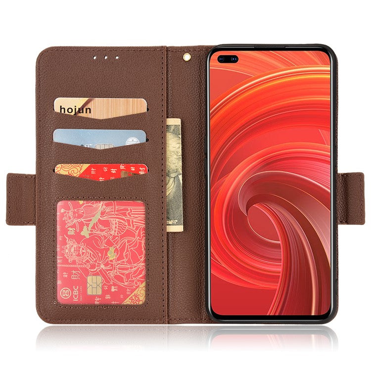 For Realme X50 Pro 5G/X50 Pro Player Litchi Texture Wallet Stand Leather Phone Case with Double Magnetic Clasp - Brown