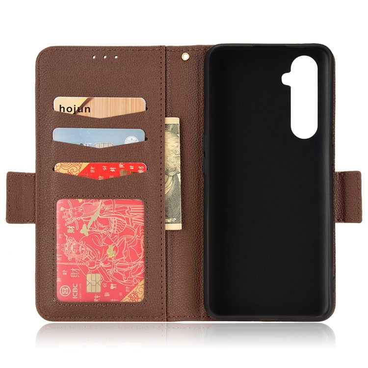 For Realme X50 Pro 5G/X50 Pro Player Litchi Texture Wallet Stand Leather Phone Case with Double Magnetic Clasp - Brown