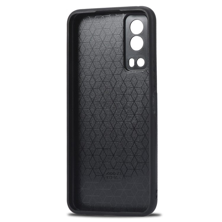 For vivo Y72 5G Stitching PU Leather Coated Hard PC + Soft TPU Back Case Phone Protective Cover - Red