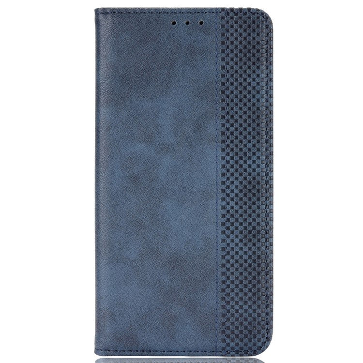 For Realme GT2 Pro Imprinted Mosaic Pattern PU Leather Case Stand Function Wallet Magnetic Absorption Shockproof Protective Phone Cover - Blue