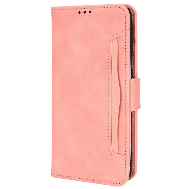 For Realme GT2 Pro PU Leather Wallet Phone Case Card Slots Holder Stand Magnetic Shockproof Cover - Pink