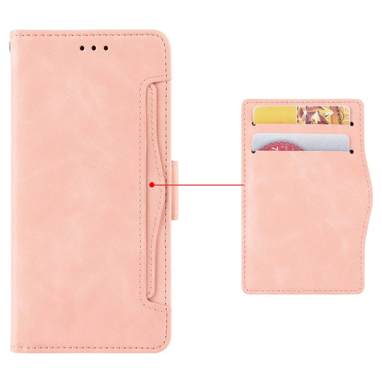 For Realme GT2 Pro PU Leather Wallet Phone Case Card Slots Holder Stand Magnetic Shockproof Cover - Pink