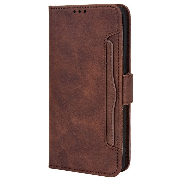 For Realme GT2 Pro PU Leather Wallet Phone Case Card Slots Holder Stand Magnetic Shockproof Cover - Brown