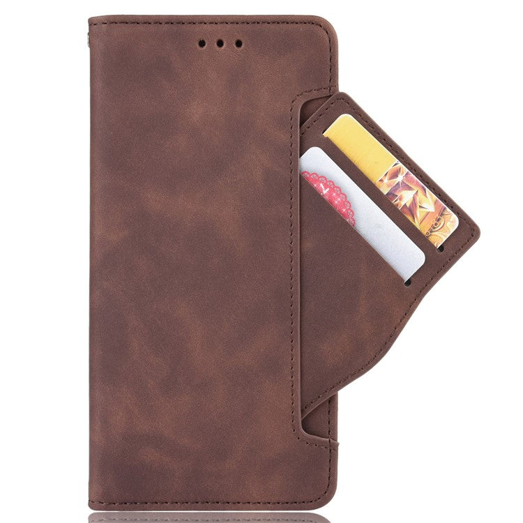 For Realme GT2 Pro PU Leather Wallet Phone Case Card Slots Holder Stand Magnetic Shockproof Cover - Brown