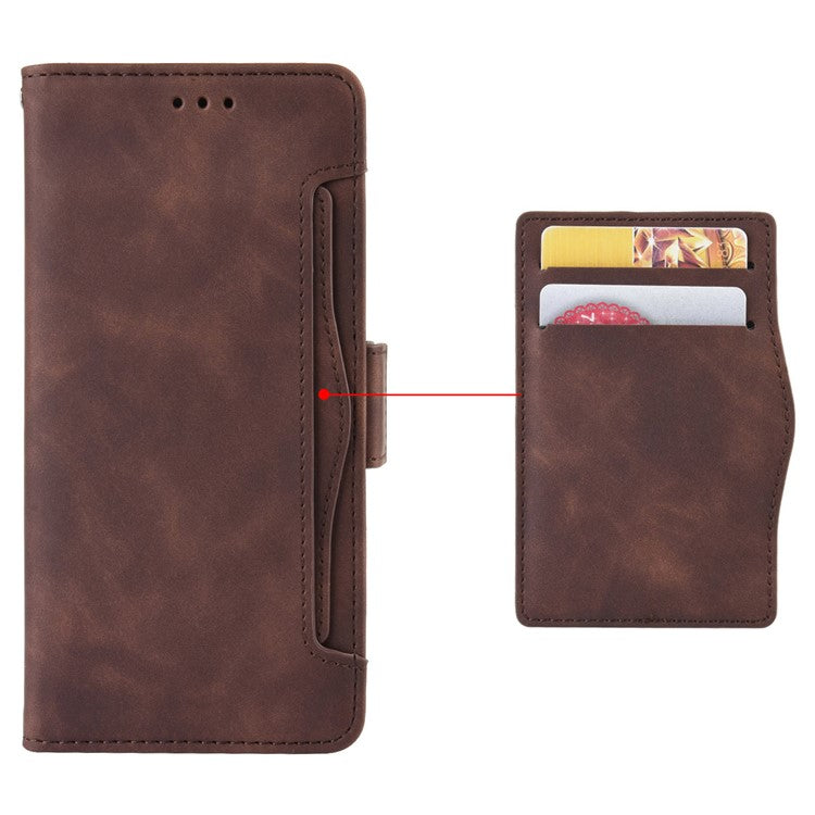For Realme GT2 Pro PU Leather Wallet Phone Case Card Slots Holder Stand Magnetic Shockproof Cover - Brown