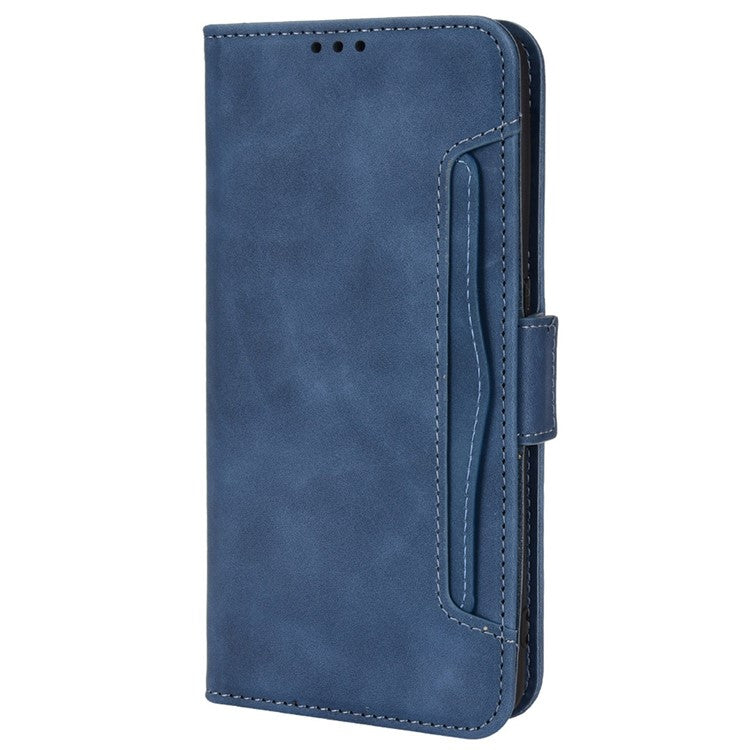 For Realme GT2 Pro PU Leather Wallet Phone Case Card Slots Holder Stand Magnetic Shockproof Cover - Blue