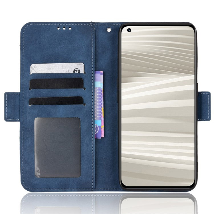 For Realme GT2 Pro PU Leather Wallet Phone Case Card Slots Holder Stand Magnetic Shockproof Cover - Blue