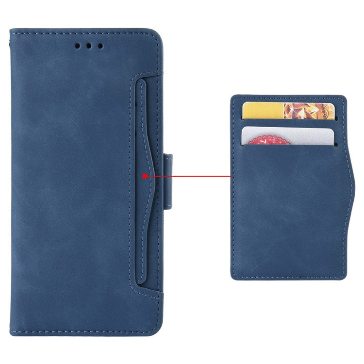 For Realme GT2 Pro PU Leather Wallet Phone Case Card Slots Holder Stand Magnetic Shockproof Cover - Blue