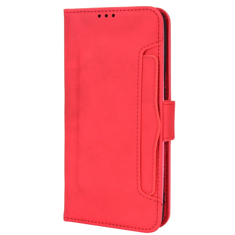 For Realme GT2 Pro PU Leather Wallet Phone Case Card Slots Holder Stand Magnetic Shockproof Cover - Red
