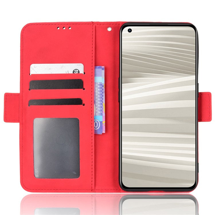 For Realme GT2 Pro PU Leather Wallet Phone Case Card Slots Holder Stand Magnetic Shockproof Cover - Red