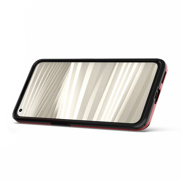 Soft TPU + Hard PC Case for Realme GT2 Pro, Ring Holder Kickstand Phone Protective Cover - Red