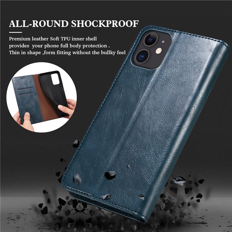 For Realme 9i 4G / Oppo A76 / A36 PU Leather Wallet Case Waxy Crazy Horse Texture Stand Phone Cover - Blue