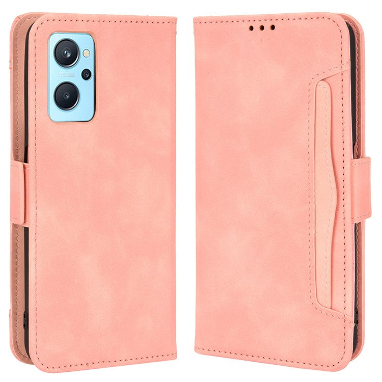 For Realme 9i/Oppo A36 4G/A76 4G, Multiple Card Slots PU Leather Cover Magnetic Clasp Wallet Stand Case - Pink