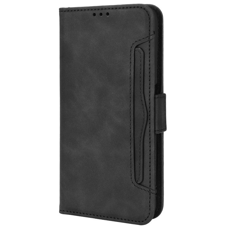 For Realme 9i/Oppo A36 4G/A76 4G, Multiple Card Slots PU Leather Cover Magnetic Clasp Wallet Stand Case - Black